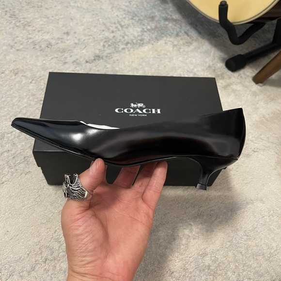 NIB Women's Size 5 Coach G1993 Unipump Jet Mirror 1.5" Leather Heels In Black - Picture 4 of 12